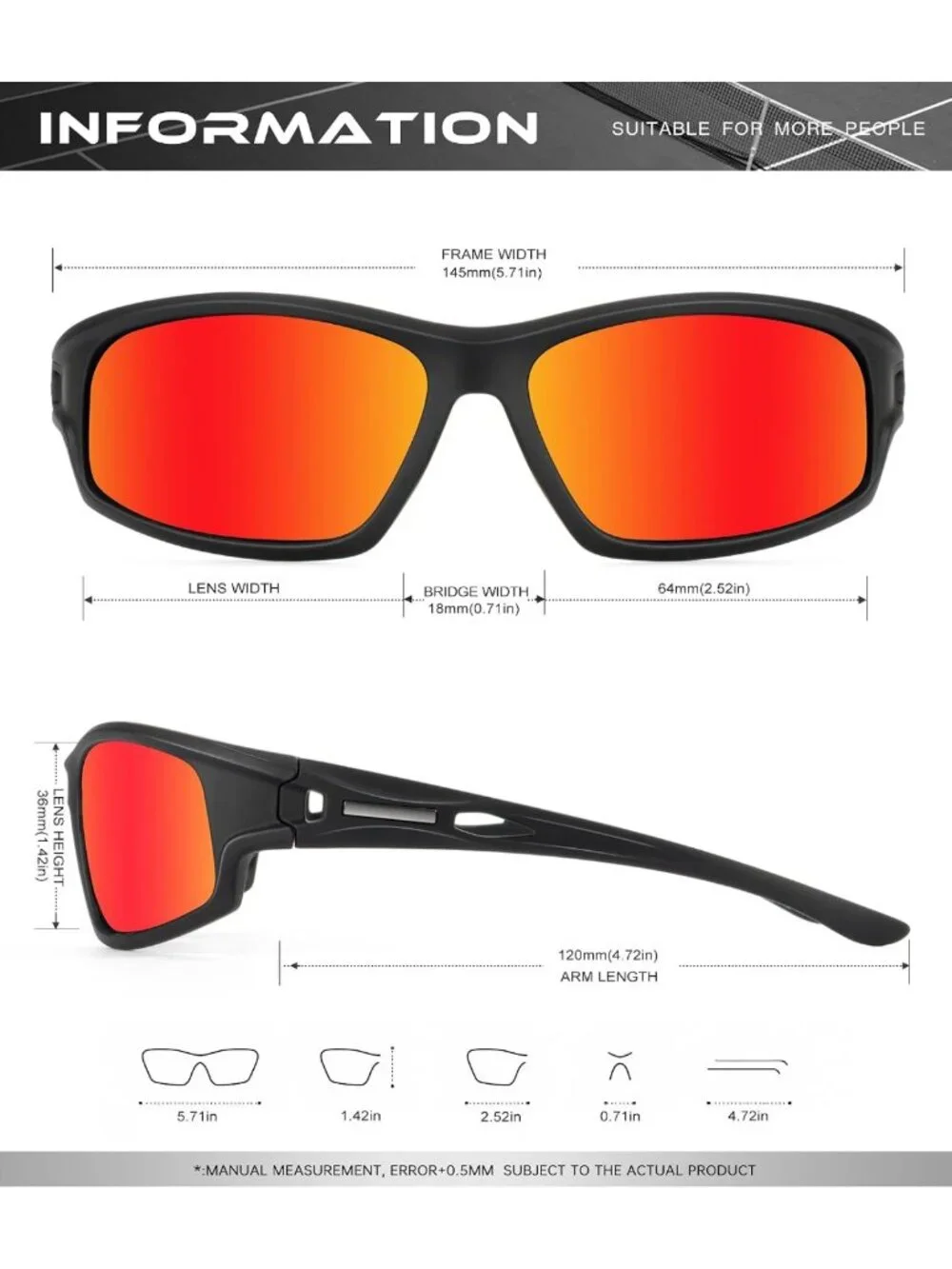 UV400 Polarized Sunglasses for Men & Women - Ideal for Sports, Fishing, Running
